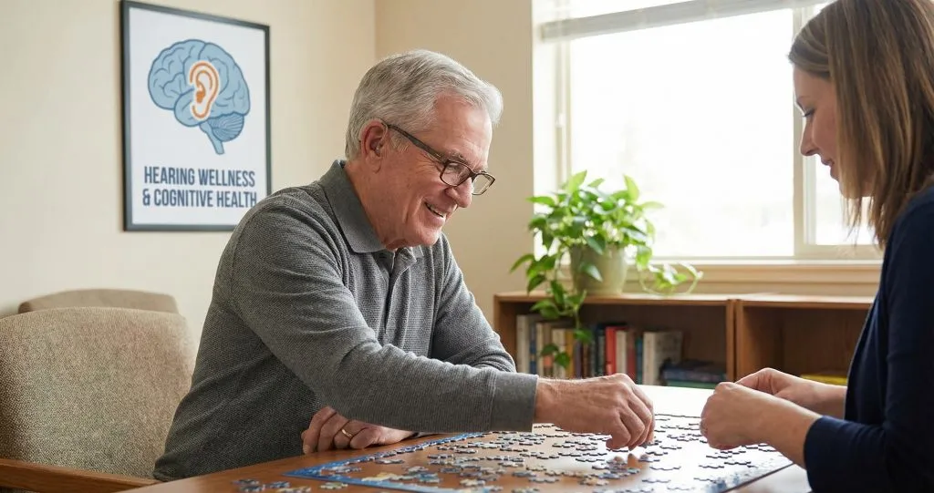 Active senior engaging in mental activity