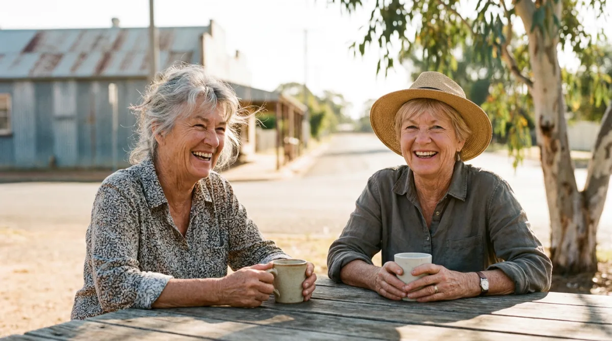 Two long-time friends catching up at a Central Highlands cafe