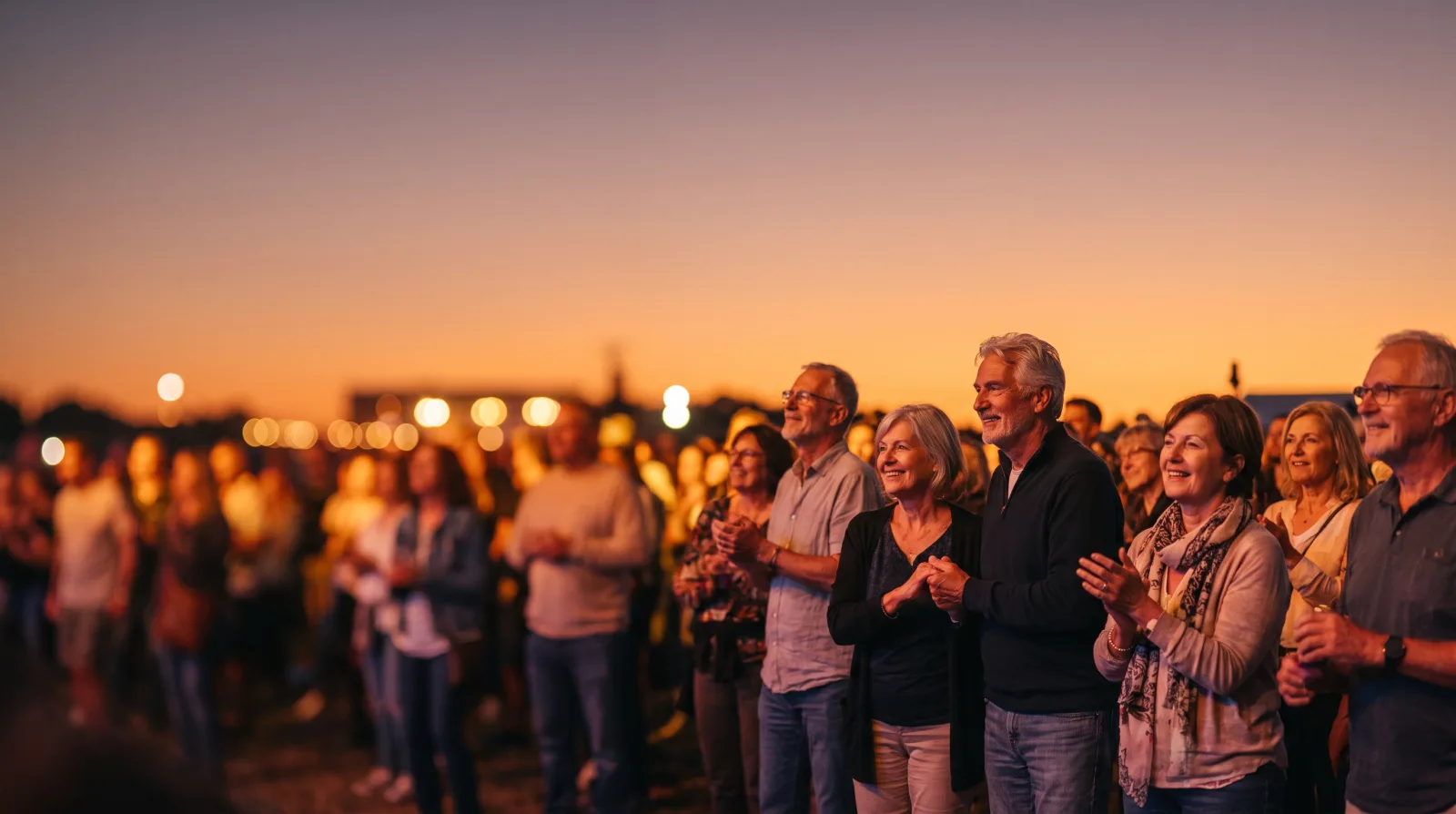 Music fans enjoying an open-air concert at dusk in Rockhampton