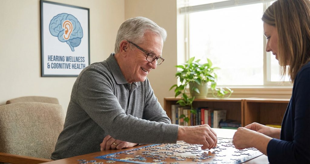 Active senior engaging in mental activity