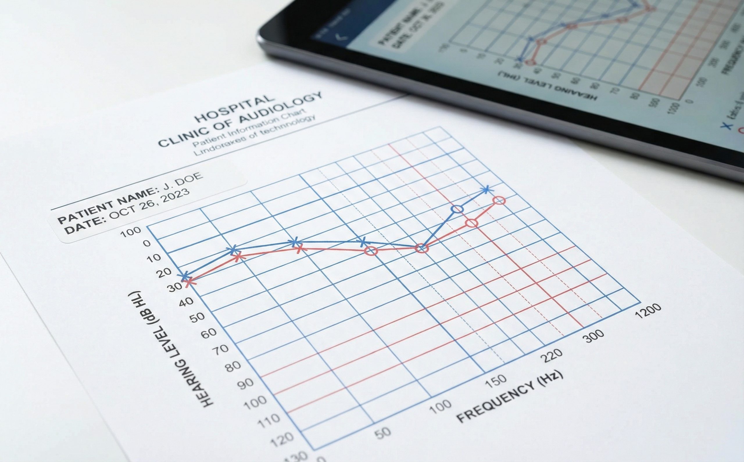 Audiogram showing hearing test results