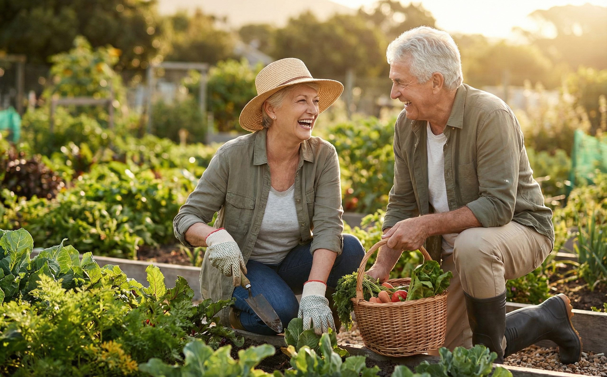 Active senior couple enjoying outdoor activities
